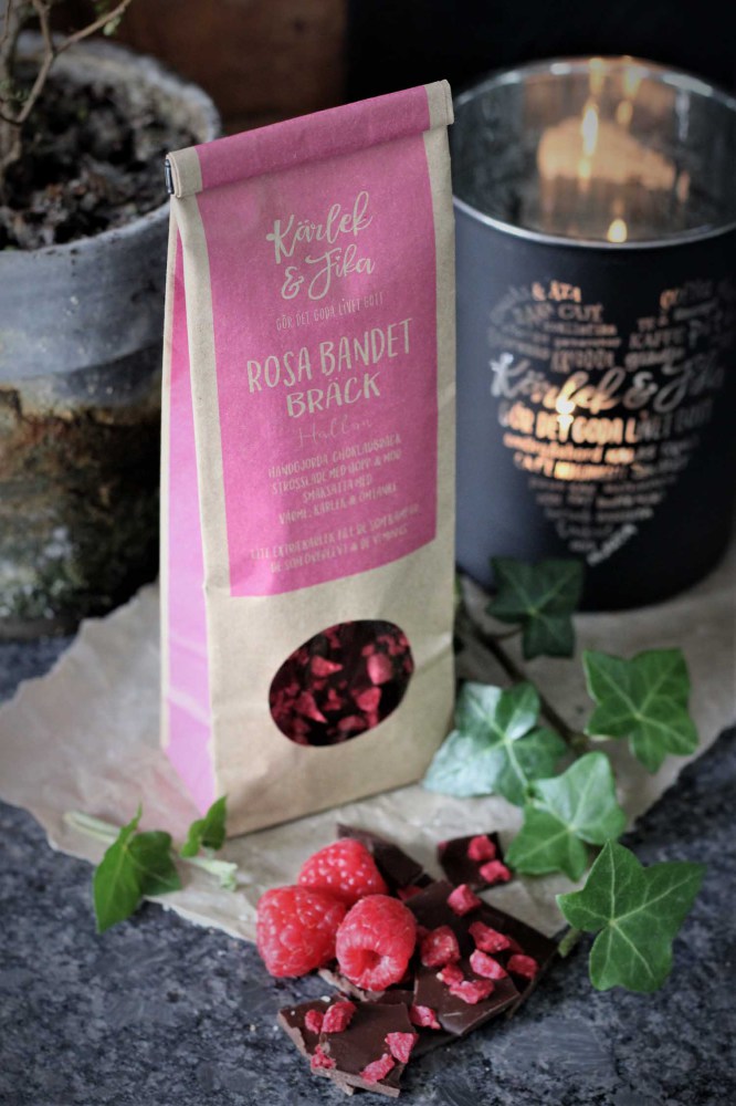 Chokladbräck Rosa Bandet (Hallon) från Majas Lyktor/Barncancerfonden